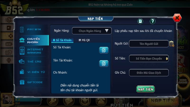 Có nhiều đối tác thanh toán uy tín hỗ trợ cổng game